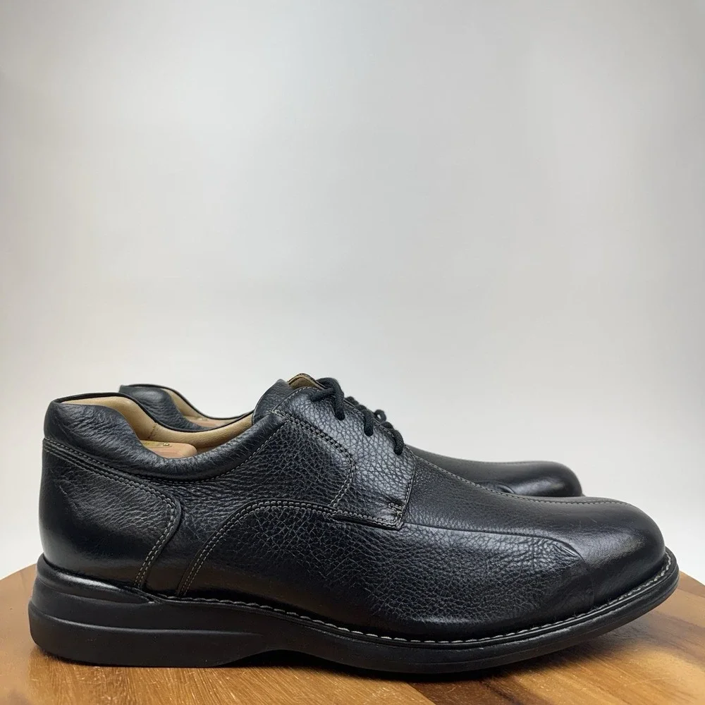 Mens Johnston & Murphy Shuler Bicycle Black Leather Dress Shoes Oxfords Size 14